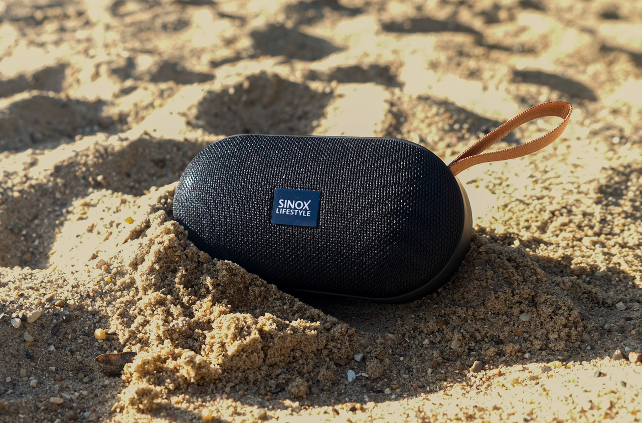 SINOX Bluetooth speaker on beach