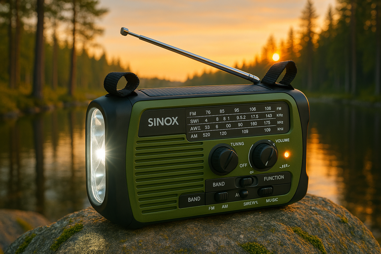 SINOX emergency radio at lakeside